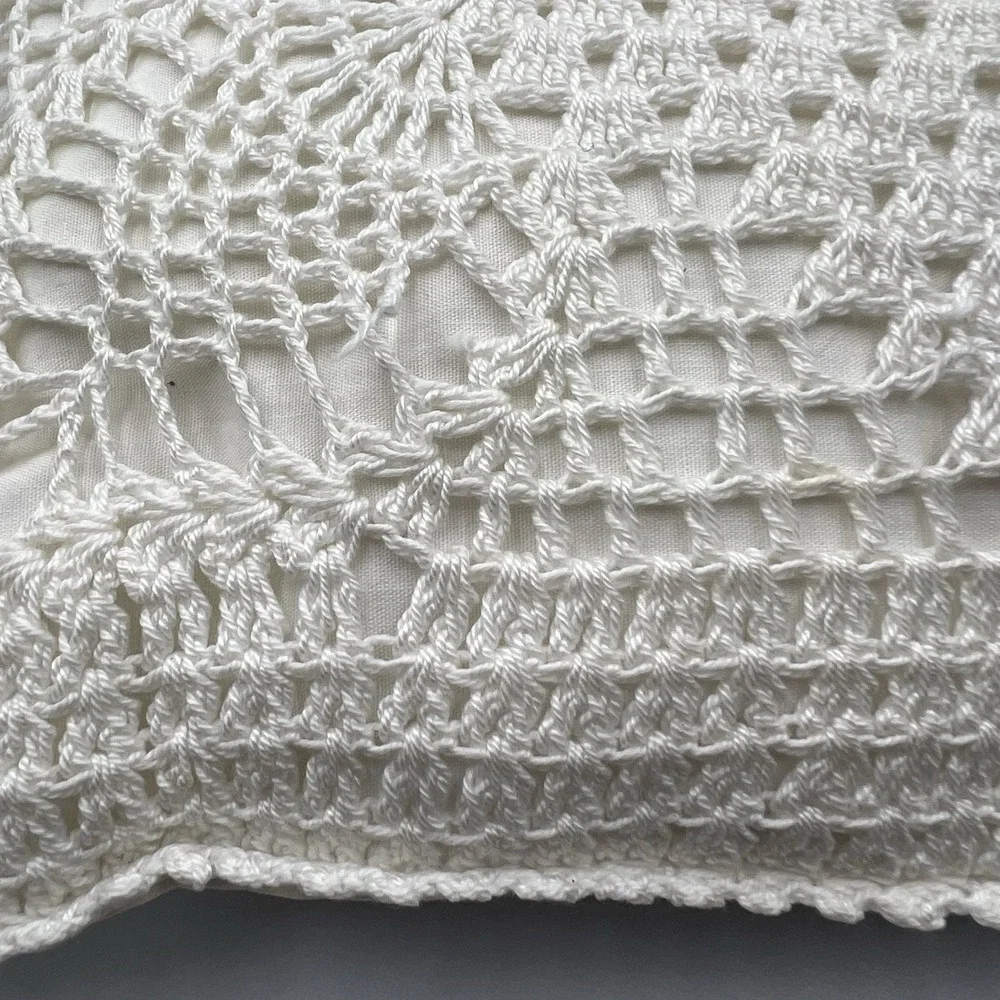 ✨Vintage‎ Crochet Lace Throw Accent Pillow Grannycore Cottagecore 12x12